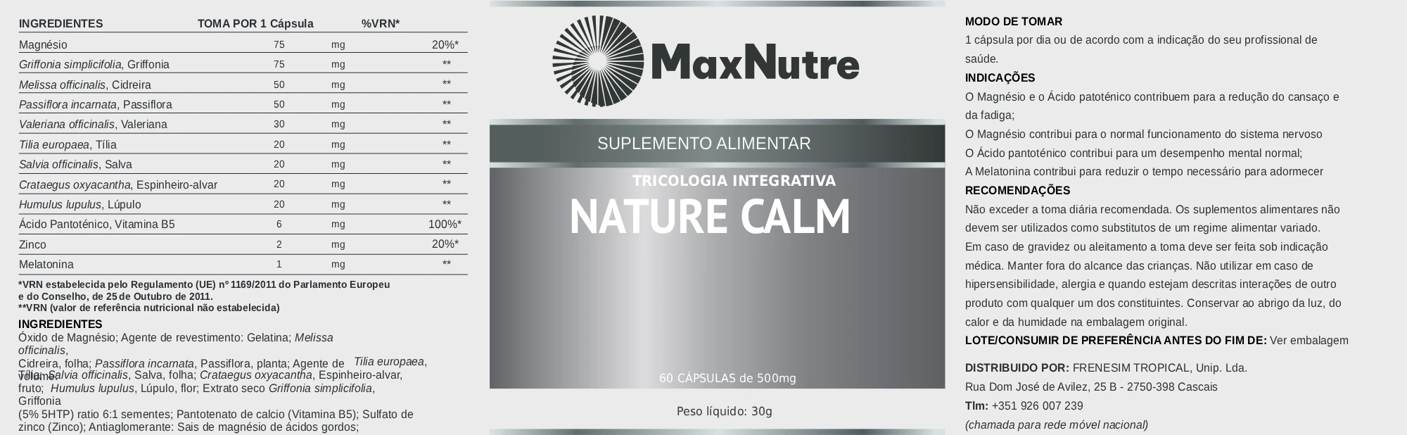 NATURE CALM 60 cápsulas - Versão final Nature Calm