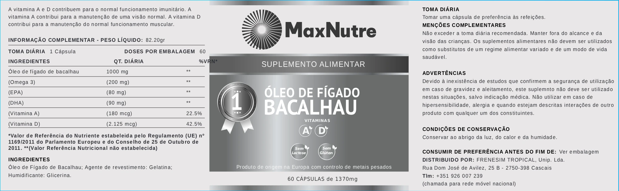 ÓLEO DE FÍGADO DE BACALHAU 60 cápsulas_PROVA Óleo de Fígado de Bacalhau
