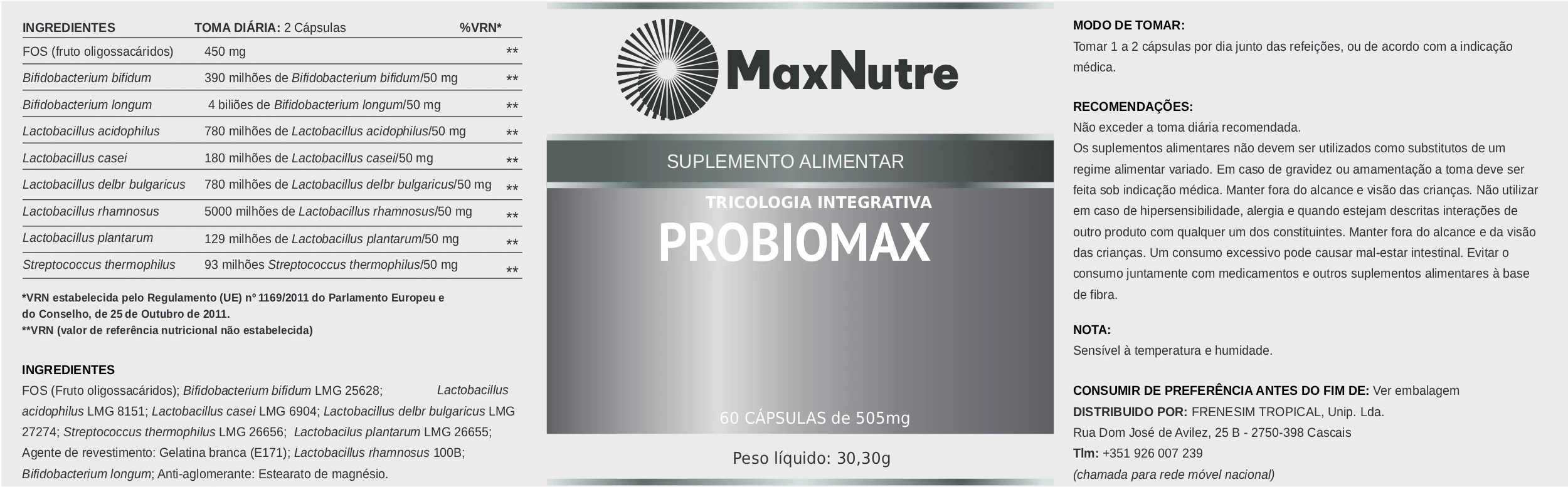 PROBIOMAX 60 cápsulas - Versão final Probiomax