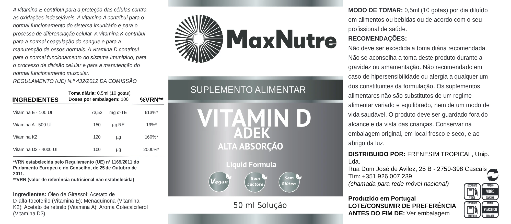 VITAMIN D ADEK Solução 50ml Vitaminas ADEK